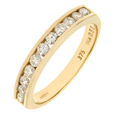 0.5ct Round Diamond Channel Set Half Eternity Ring in UK Hallmarked 9ct Yellow Gold